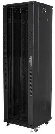 Retelistica - Cabinet Rack 19" Lanberg, 42U, 600x800, Ușă de sticlă, Flat Pack, Negru (Cod: FF01-6842-12B)
