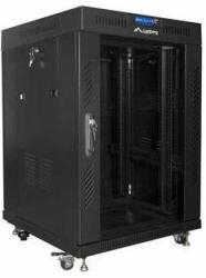 Retelistica - Cabinet Rack 19" Lanberg, 15U, 600x600, Ușă de sticlă, Display LCD, Flat Pack, Negru (Cod: FF01-6615-12BL)