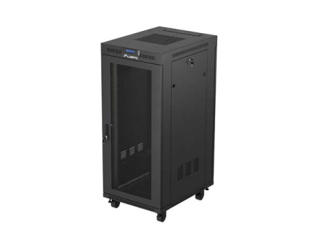Retelistica - Rack server podea Lanberg 19 inch, 27U, 600x800 mm, Ușă tip mesh, LCD, Flat pack, Negru (FF01-6827-23BL)