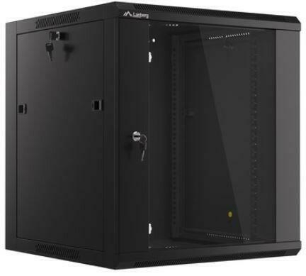 Retelistica - Rack 19" Lanberg FF01-8042-12BL , 42U, 800x1000, Ușă de sticlă, Display LCD, Flat Pack, Negru