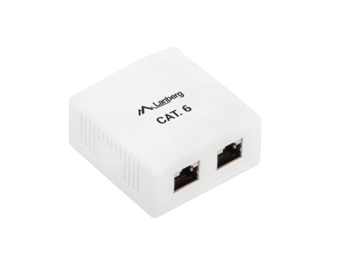 Doza de suprafata LANBERG OU6 0002 W, 2 porturi, RJ45, Cat 6, Neecranat [1]