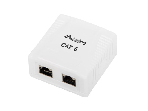 Retelistica - Doza de suprafata LANBERG OU6 0002 W, 2 porturi, RJ45, Cat 6, Neecranat