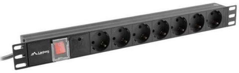 PDU - PDU LANBERG PDU-07F-0200-BK, 1U, 16A, 7 prize Schuko, 2m, Negru