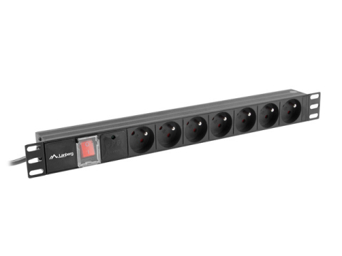 Retelistica - PDU rack Lanberg Pro 19 inch 1U 16A 7 prize Schuko 2m (PDU-PRO-07E-0200-BK) - LANBERG