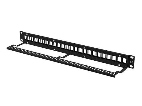 Patch Panel LANBERG PPKS 1124 B, 24 porturi, 19 inch, 1U, cu organizator, Negru [2]