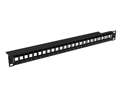 Patch Panel LANBERG PPKS 1124 B, 24 porturi, 19 inch, 1U, cu organizator, Negru [1]