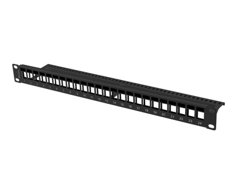 Patch panel-uri - Patch Panel LANBERG PPKS 1124 B, 24 porturi, 19 inch, 1U, cu organizator, Negru