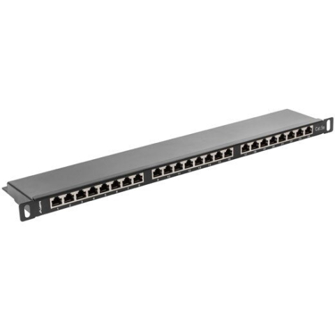 Patch Panel LANBERG PPS5 0024 B, 24 porturi, 0.5U, Cat 5E, Ecranat, Negru [2]