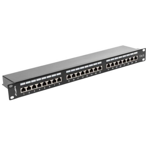 Patch Panel LANBERG PPS6 1024 B, 24 porturi, 1U, Cat 6, Ecranat, Negru [2]