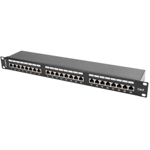 Patch Panel LANBERG PPS6 1024 B, 24 porturi, 1U, Cat 6, Ecranat, Negru [1]