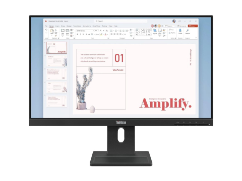 Lenovo ThinkVision E24-40 - Monitor LED - 24" (23,8" vizibil) - 1920 x 1080 Full HD (1080p) @ 100 Hz - IPS - 250 cd/m² - 1300:1 - 4 ms - HDMI, VGA, DisplayPort - difuzoare - negru corb [2]