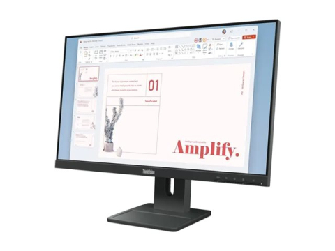TV - Lenovo ThinkVision E24-40 - Monitor LED - 24" (23,8" vizibil) - 1920 x 1080 Full HD (1080p) @ 100 Hz - IPS - 250 cd/m² - 1300:1 - 4 ms - HDMI, VGA, DisplayPort - difuzoare - negru corb