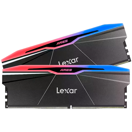 Memorii - Lexar Ares 2nd Gen 32GB DDR5 6000 (2x16GB KIT) CL30 DIMM, 1.35V, heatsink, RGB, Black