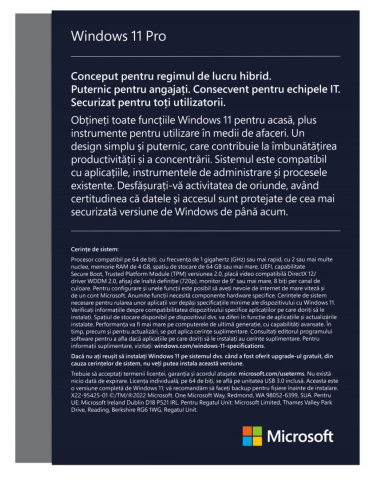 Licenta retail Microsoft Windows 11 Pro 32-bit/64-bit Romanian USB [1]