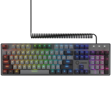 LORGAR Azar 514, Wired mechanical gaming keyboard, RGB backlight, 1680000 colour variations, 18 modes, keys number: 104, 50M clicks, linear dream switches, spring cable up to 3.4m, ABS plastic+metal,  [1]