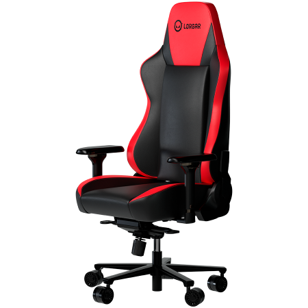 LORGAR Base 311, Gaming chair, PU eco-leather, 1.8 mm metal frame, multiblock mechanism, 4D armrests, 5 Star aluminium base, Class-4 gas lift, 75mm PU casters, Black + red [1]