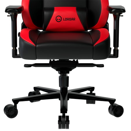 LORGAR Base 311, Gaming chair, PU eco-leather, 1.8 mm metal frame, multiblock mechanism, 4D armrests, 5 Star aluminium base, Class-4 gas lift, 75mm PU casters, Black + red [5]