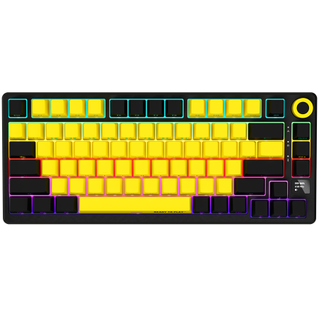 Jocuri si multimedia - LORGAR KBP7075W, Wireless 75% Mechanical Gaming Keyboard Pro, Black/yellow, EN layout