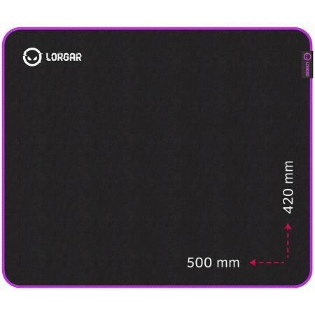 Jocuri si multimedia - Lorgar Main 315, Gaming mouse pad, High-speed surface, Purple anti-slip rubber base, size: 500mm x 420mm x 3mm, weight 0.39kg