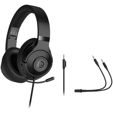 LORGAR Noah 101, Gaming headset with microphone, 3.5mm jack connection, cable length 2m, foldable design, PU leather ear pads, size: 185*195*80mm, 0.245kg, black [4]