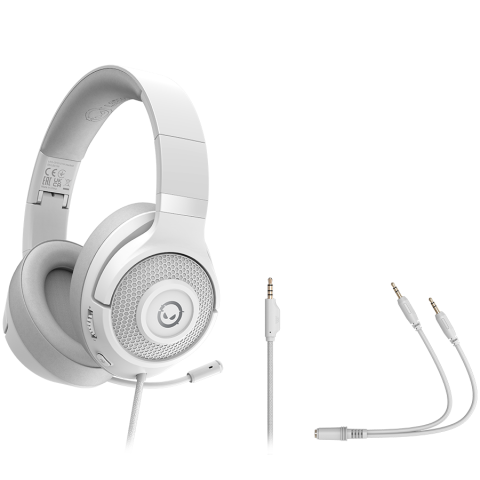 LORGAR Noah 101, Gaming headset with microphone, 3.5mm jack connection, cable length 2m, foldable design, PU leather ear pads, size: 185*195*80mm, 0.245kg, white [4]