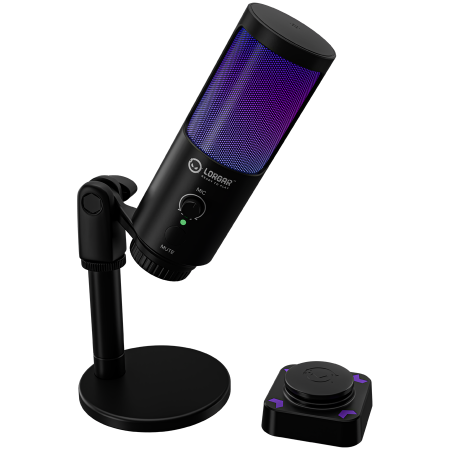 LORGAR SMP40, RGB Microphone with external mute button and metal stand, Black [2]