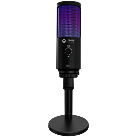 LORGAR SMP40, RGB Microphone with external mute button and metal stand, Black [3]