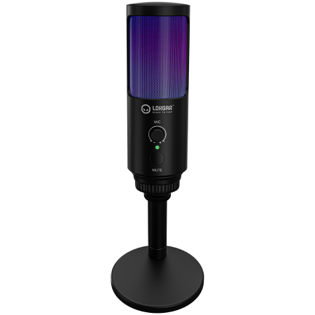 LORGAR SMP40, RGB Microphone with external mute button and metal stand, Black [5]