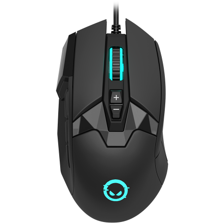 Jocuri si multimedia - LORGAR Stricter 579, gaming mouse, 9 programmable buttons, Pixart PMW3336 sensor, DPI up to 12 000, 50 million clicks buttons lifespan, 2 switches, built-in display, 1.8m USB soft silicone cable, Matt