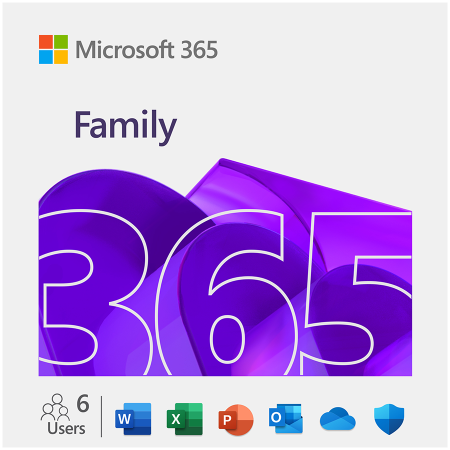 Software - Microsoft M365 Family Subscription FY25H2 Online Product Key License 1 License Eurozone Downloadable Click to Run ESD NR 1 Year