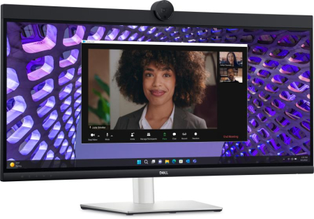 Monitor LED Dell P3424WEB Curved Video Conferencing 34", 3440x1440 WQHD, IPS Antiglare, 21:9, 1000:1, 300 cd/m2, 8ms/5ms, 178/178, DP, HDMI, 2xUSB-C (DP/PD), USB-B, 2xUSB 3.2, RJ-45, 2x5W Speakers, Ca [1]