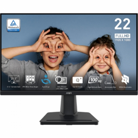 TV, Audio-Video & Multimedia - Monitor LED MSI PRO MP225, 21.5inch, 1920x1080, 1ms, Black