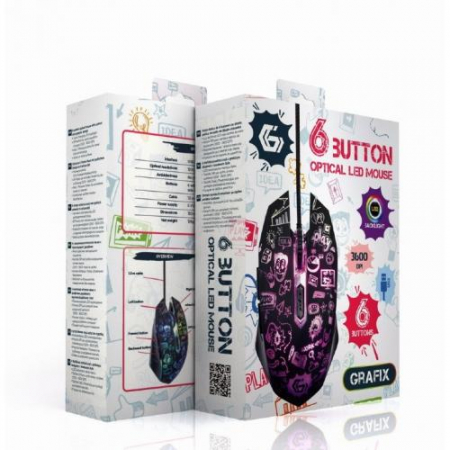 Mouse Optic Gembird MUS-6B-GRAFIX-01, USB, Black-White [2]