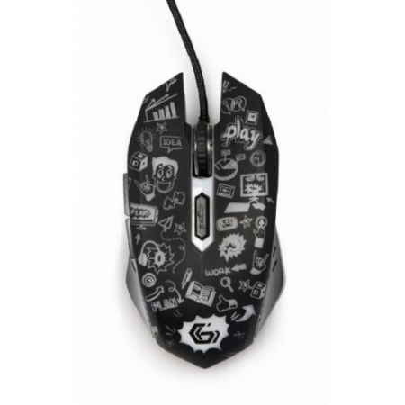 Mouse cu Fir - Mouse Optic Gembird MUS-6B-GRAFIX-01, USB, Black-White