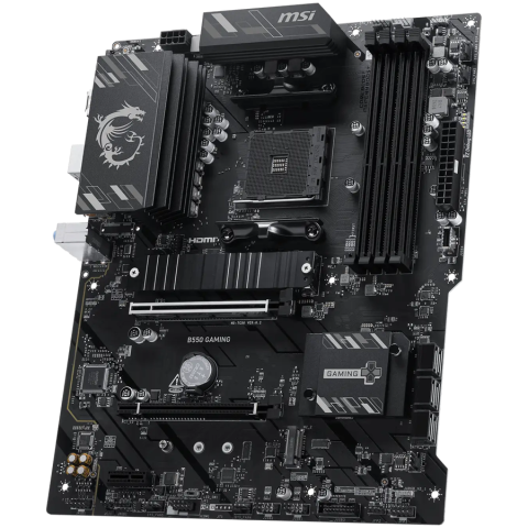 MSI B550 GAMING, ATX, Socket AM4, 4x DDR4 Dual Channel up to 4866+(OC)MHz, 2x PCIe x16 slots, 2x M.2 slots, 2x USB 3.2 Gen 2 (1x Type-C), 2x USB 3.2 Gen 1, 4x USB 2.0, 1x HDMI, 1x DP, 1G LAN, 7.1 HD A [2]