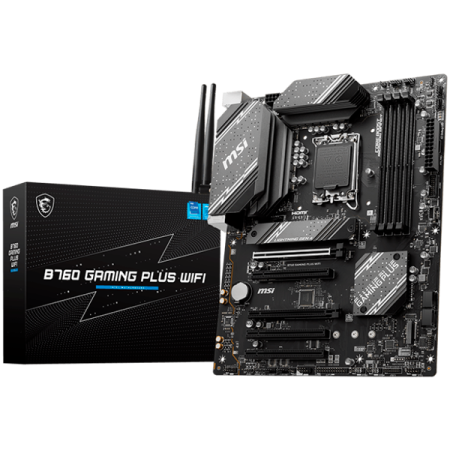 Placi de baza - MSI B760 GAMING PLUS WIFI, ATX, Socket 1700, Intel B760 Chipset, Dual Channel DDR5 up to 6800(OC)MHz,5x PCIe x16 slot, 4xSATA 6G, 2x M.2 slot, 2x USB 3.2 Gen 1,4x USB 2.0, 1x HDMI, 1x DP, 2.5G LAN, 7.