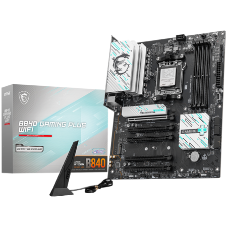 Placi de baza - MSI B840 GAMING PLUS WIFI, ATX, Socket AM5, 4x DDR5 Dual Channel DDR5 up to 8000(OC)MHz, 5x PCIe x16 slot, 2x M.2 slot, 4x USB 2.0, 2x USB 5Gbps, 1x USB 10Gbps, 1x USB 10Gbps Type-C, HDMI, 7.1 HD Audi