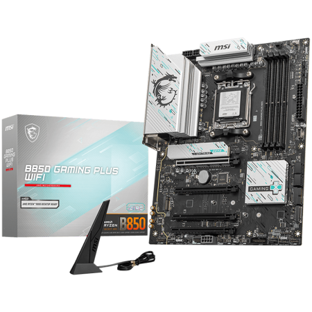 Placi de baza - MSI B850 GAMING PLUS WIFI, ATX, Socket AM5, 4x DDR5 Dual Channel DDR5 up to 8200(OC)MHz, 4x PCIe 3.0 x16 slot, 3x M.2 slot, 4x USB 2.0, 1x USB 5Gbps, 1x USB 10Gbps, 2x USB 10Gbps Type-C, DP, 7.1 HD Au