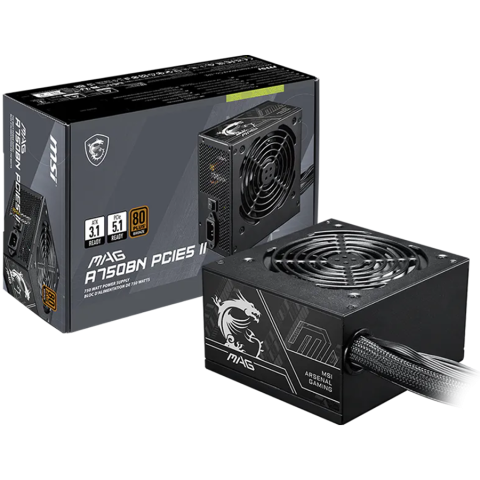 Cabluri & Adaptoare - MSI MAG A750BN PCIE5 II, 750W, 80 Plus Bronze, 120mm Low Noise Fan, Protections: OVP/OCP/SCP/OPP/UVP, Dimensions: 140mmx150mmx86mm, 5Y Warranty
