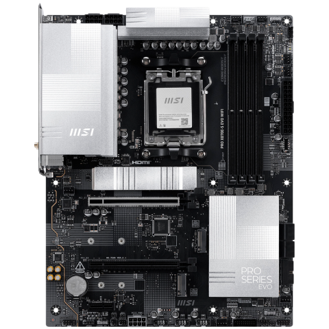 Placi de baza - MSI Main Board PRO X870E-S EVO WIFI (AM5,4xDDR5,1xHDMI, 1xDP TypeC,2x PCI-E x16, 1x PCI-E x1, 3x M.2, 4x SATA 6G, 5GLAN, Wi-Fi 7) ATX