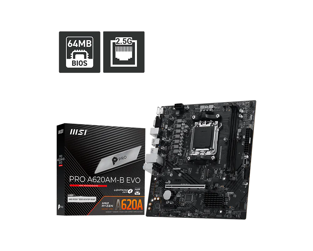 Placa de baza MSI PRO A620AM-B EVO, Socket AM5, mATX (PRO A620AM-B EVO) - MSI [0]