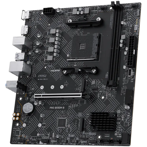 MSI PRO B550M-B, M-ATX, Socket AM4, 2 DIMM, Dual Channel DDR4 up to 4600+(OC)MHz, 1x PCIe 4.0 x16 slot, 2x M.2 slots, 4x USB 3.2 Gen 1, 2x USB 2.0, 1x HDMI,1x DP, 1G LAN, 7.1 Audio, 3Y [2]
