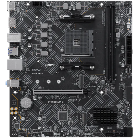 Placi de baza - MSI PRO B550M-B, M-ATX, Socket AM4, 2 DIMM, Dual Channel DDR4 up to 4600+(OC)MHz, 1x PCIe 4.0 x16 slot, 2x M.2 slots, 4x USB 3.2 Gen 1, 2x USB 2.0, 1x HDMI,1x DP, 1G LAN, 7.1 Audio, 3Y