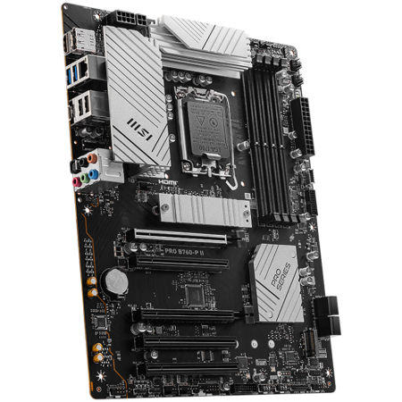 MSI PRO B760-P II, ATX, LGA 1700, Dual Channel DDR5 up to 7000MHz, 4xDDR5, 5x PCIe x16 slots, 2x M.2 slots, 1x HDMI, 1xDP, 2x USB 2.0, 2x USB 5Gbps, 1x Type-C, 7.1 HD Audio, 2.5G LAN, 4x EZ Debug LED, [1]