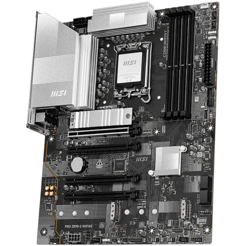 MSI PRO Z890-S WIFI6E, LGA 1851, Dual Channel DDR5 up to 8800(OC)MHz, 4x PCIe x16 slots, 3x M.2 slot, 6x USB 3.2 Gen 1, 1x USB 3.2 Gen 2x2 Type-C, 1x HDMI, 1x DP, 2.5Gbps LAN, WIFI6E, 7.1 Audio, 3Y [1]