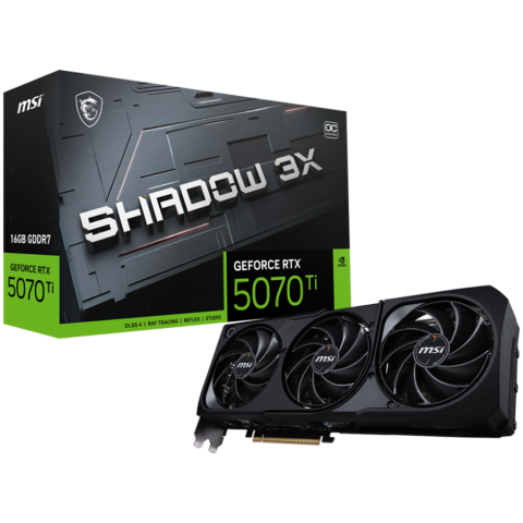 Cabluri & Adaptoare Audio-Video - MSI Video Card Nvidia GeForce RTX 5070 TI 16G SHADOW 3X OC (16GB GDDR7/256bit, PCI-E Gen5, 3x DP 2.1, 1x HDMI 2.1, 1x 16-pin Power Connector, Retail)