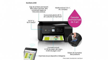 Multifunctional cerneala 3 in 1 Epson EcoTank L3160 [3]