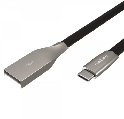 Cabluri & Adaptoare - Cablu NATEC USB-C la USB-A 2.0, 1m, Finisaj metalic, Negru