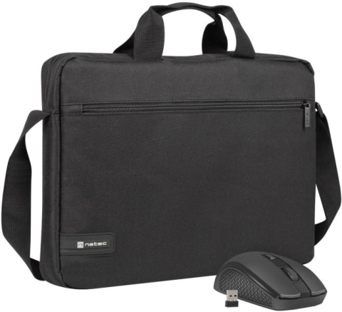 Accesorii laptop - Geanta laptop Natec Wallaroo 2 15.6 inch cu mouse wireless inclus neagra (NTO-2051) - NATEC