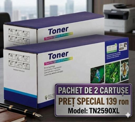 Cartuse Compatibile - Pachet 2 x Toner PREMIUM DRTB pentru Brother TN2590XL Black (Negru), 3k pagini